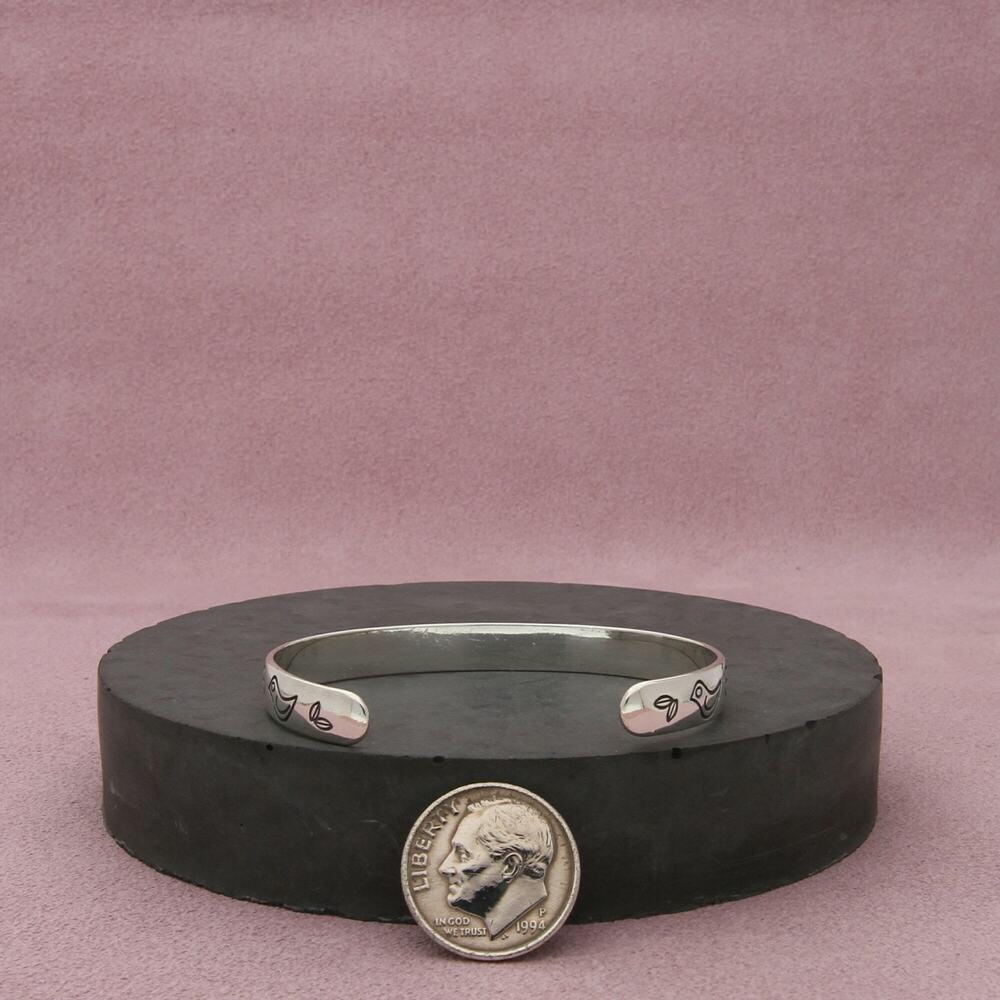 james avery sterling silver childs birds and flowers cuff bracelet size 5.25in - Picture 2 of 3